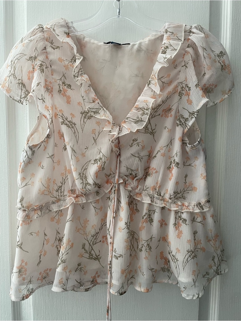 AE V-Neck Chiffon Babydoll Blouse